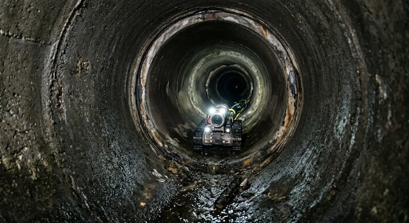Robotic sewer camera inspecting pipe interior for Drain Snake Service in Flint